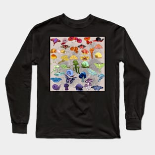 Rainbow Mushrooms and Moths and Snails Coattagecore Pride Neutral Long Sleeve T-Shirt